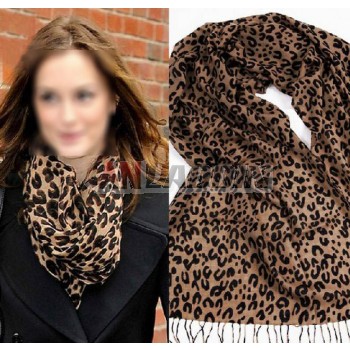 100% wool winter fashion Leopard female scarf