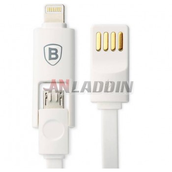 100cm 2 in 1 PVC data charging cable for iphone 5s / 6 / Android phones