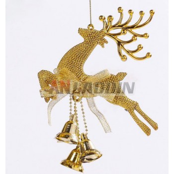 20cm golden Christmas elk + bell pendant