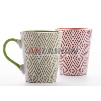 2pcs 350ml diamond pattern ceramic mug