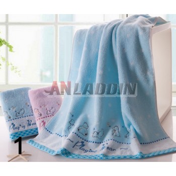 2pcs cartoon bear towels + 1pcs bath towel