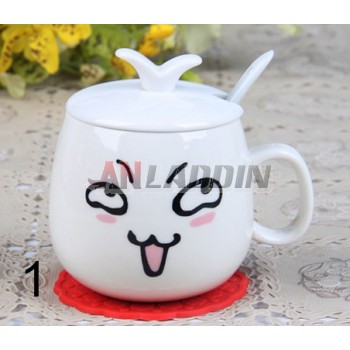 320ml cartoon faces ceramic mug