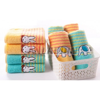 4pcs cartoon style package edge cotton towels