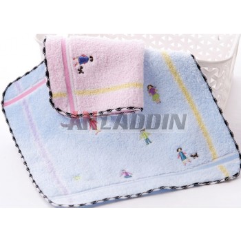 4pcs cartoon style square cotton towels