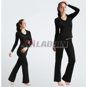 Black long-sleeved dancing yoga clothes suit