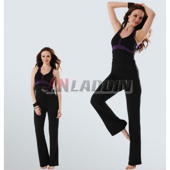 Black + Purple summer dancing yoga clothes suit