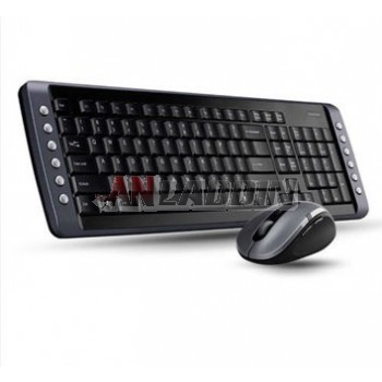Blue light engine wireless multimedia keyboard and mouse set