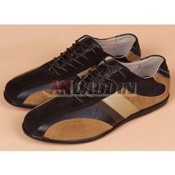 Brown soft leather martial arts shoes