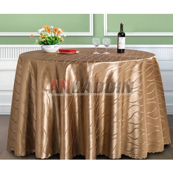 Brown striped table cloth