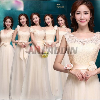 Champagne color sexy long style bridesmaid dress