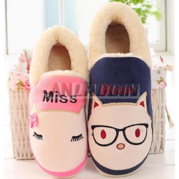 Couples cartoon plush slippers