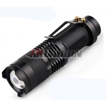 CREE Q5 Zoom Mini LED Flashlight with belt clip