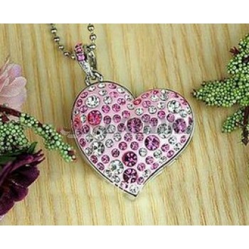 Crystal Heart Necklace USB Flash Drive