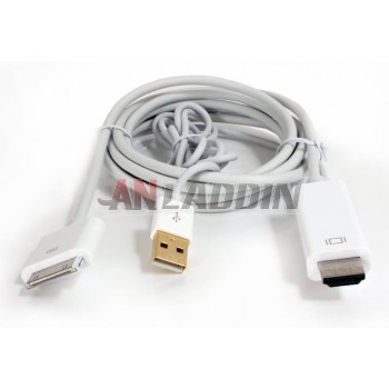 Dock Connector to HDMI adapter with USB charging port for iPhone 4S iPad 2 3