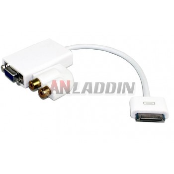 Dock Connector to VGA adapter + audio adapter for iPhone 4S iPad 2 3
