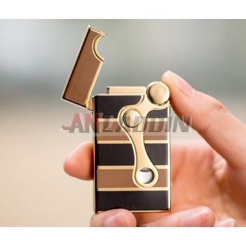 Double flame metal wheeled windproof lighter