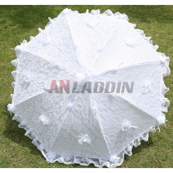 double layer white lace wedding umbrella