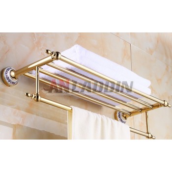 European-style golden bathroom bath towel holder