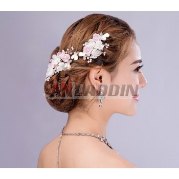 European style pale pink bridal hair accessories