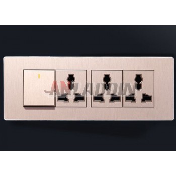 Four positions wall socket with switch