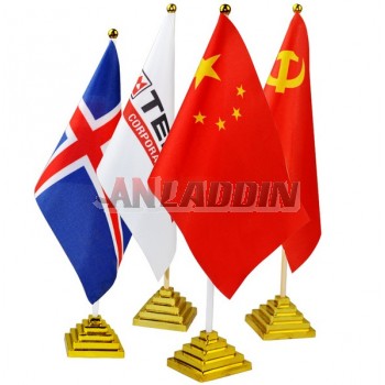 Golden plastic national flag desk holder + national flag
