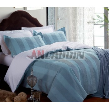 Gray striped cotton satin series 4pcs bedding sheet set for hotel