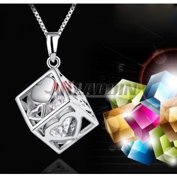 Heart sterling silver square pendant