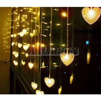 Hearts curtains 104 LED holiday lights