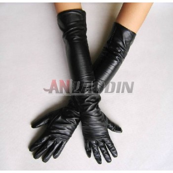 High-grade ladies classic leather sheepskin long gloves 40cm