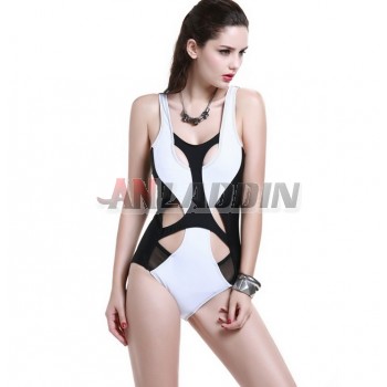 Hollow double color sexy one-piece swimwear