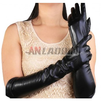 Lady leather sheepskin keep warm gloves