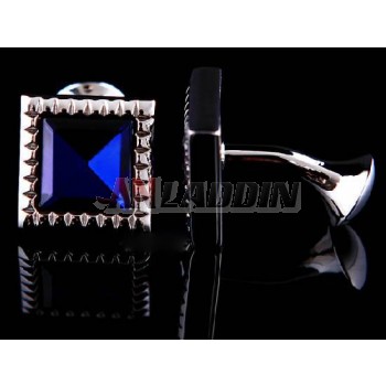 Legend Sir - French shirt cuff plating silver sapphire blue square cufflinks