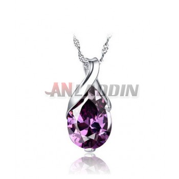 Luxury 10 carats of ice flashover Amethyst Sterling Silver Necklace