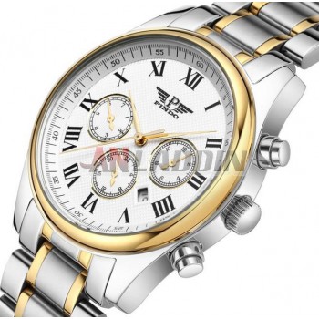 Men's 6 pin calendar quartz watch
