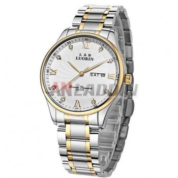 Men's business stainless steel waterproof quartz watch