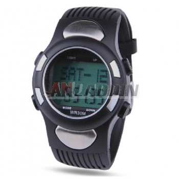 Multifunctional heart rate 3D pedometer watch