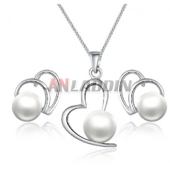 Natural freshwater pearl silver jewelry set