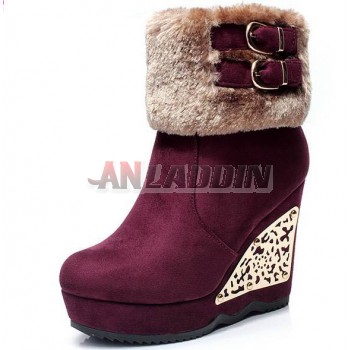 New winter thickening plush wedge boots