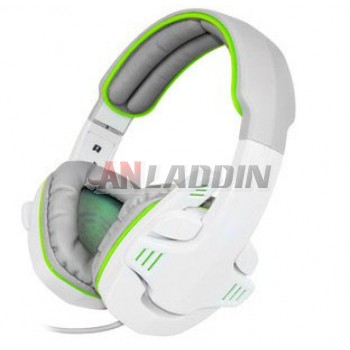 PC Gaming White Headset Headphone with Mic