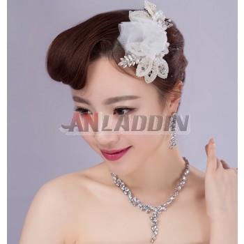 Pearl + artificial gems 3pcs Bridal Accessories Set