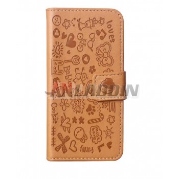 Phone cartoon Leather Case for iPhone 4 / 4s