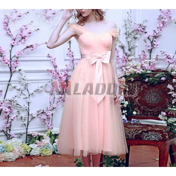 Pink big bow bridesmaid dress