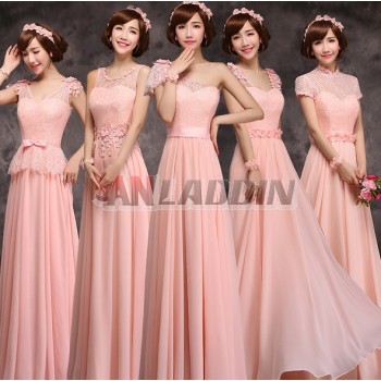 Pink long style bridesmaid dresses