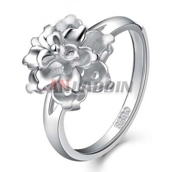 Romantic peony sterling silver women's ring