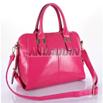 Rose red high-end PU leather women's bag