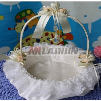 Round lace wedding flower girl baskets