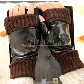 Sheepskin winter keep warm thick leather gloves