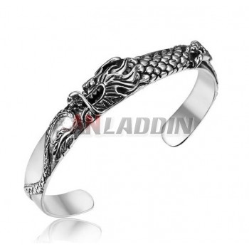Silver dragon men's bracelet