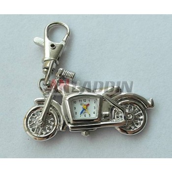 Silver motorcycle keychain watch