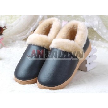 Solid color hight cut plush slippers